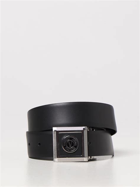 versace jeans leather belt in black with chain detail|Versace Jeans couture trainers.